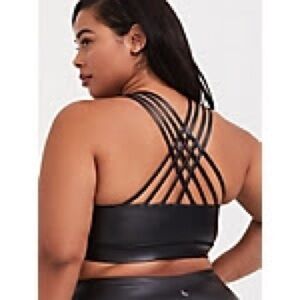 Torrid Black Coated Strappy Back Wicking Sports Bra, NWOT
